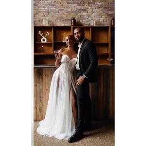 Inbal Dror La Premiere Couture Bridal Dress “Maggie” High Slit Bridal Gown Sz 12